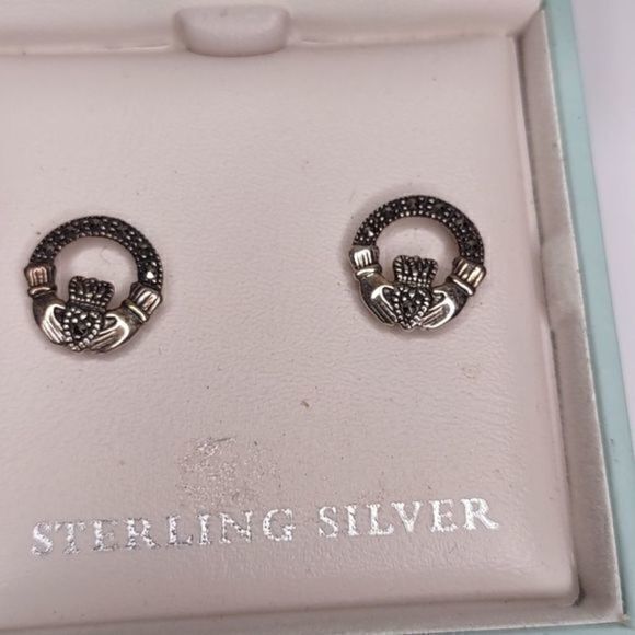 Solvar Marcasite‎ Claddah Stud Earrings NIB - Picture 2 of 5